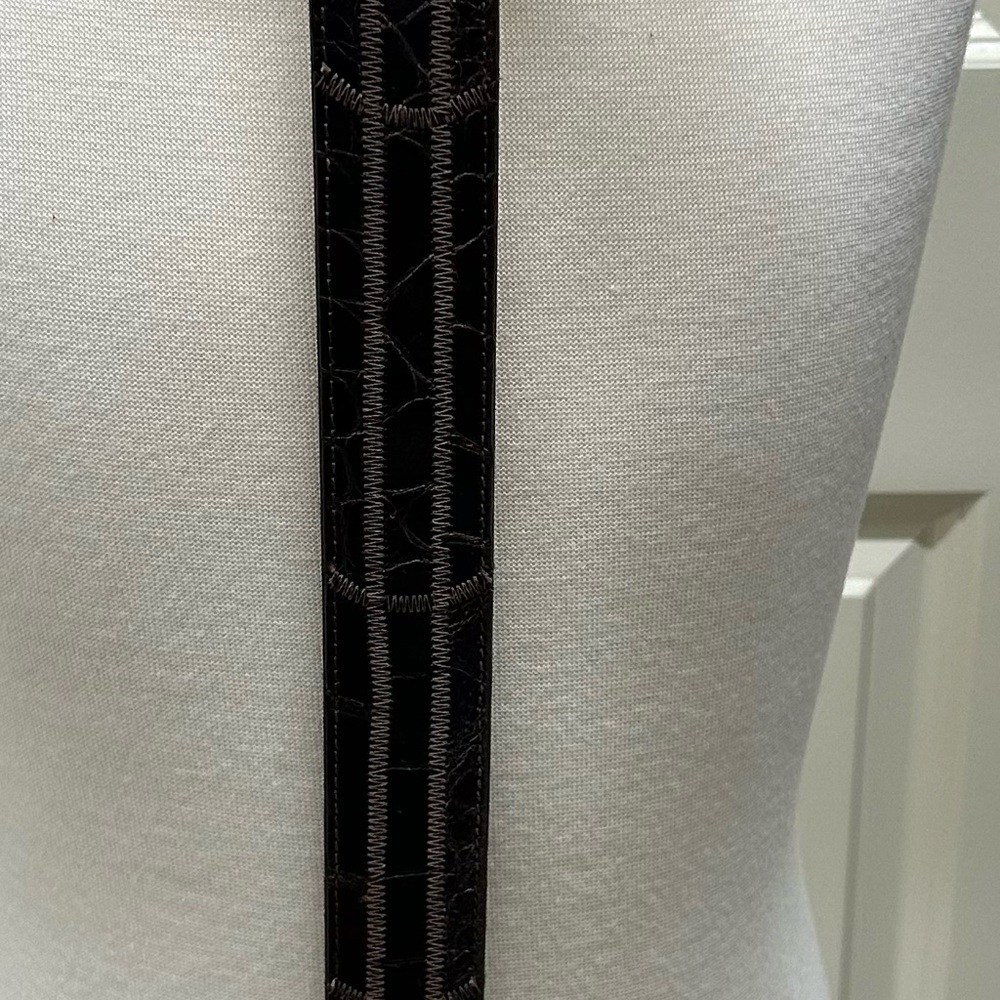 Nocona Dark Alligator Belt with Detailed Stitching